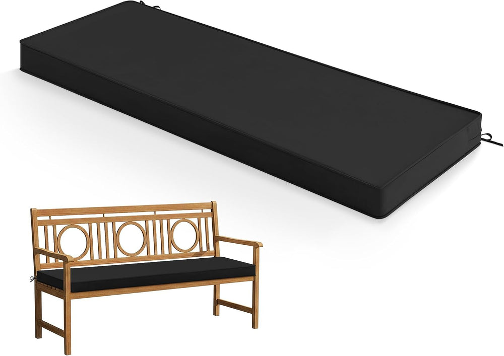 Outdoor Bench Cushion Pad, 48 x 18 x 3 Inch, Black