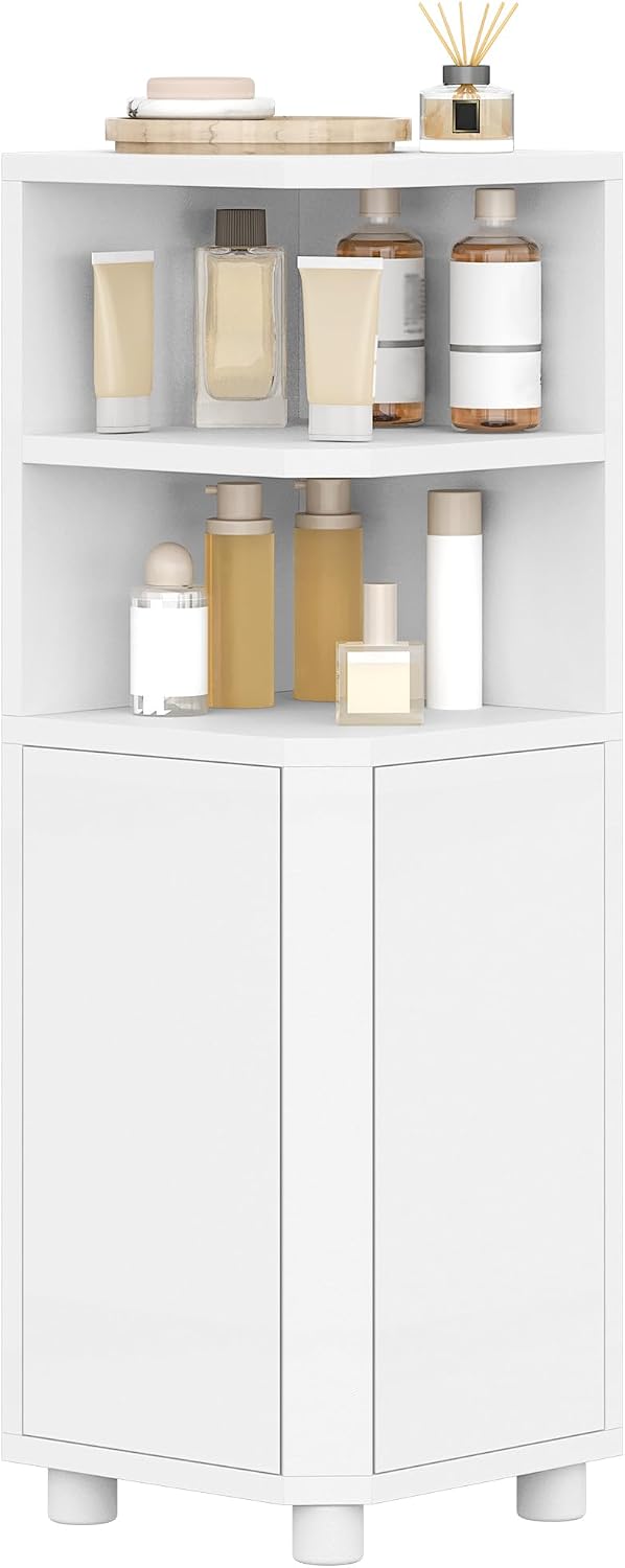 Hzuaneri Corner Cabinet, Small Bathroom Corner Cabinet with Doors