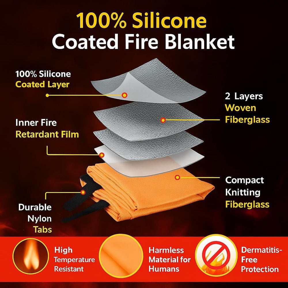 Premium Fire Blanket – 40"x40" Silicone-Coated Fiberglass, Emergenc...