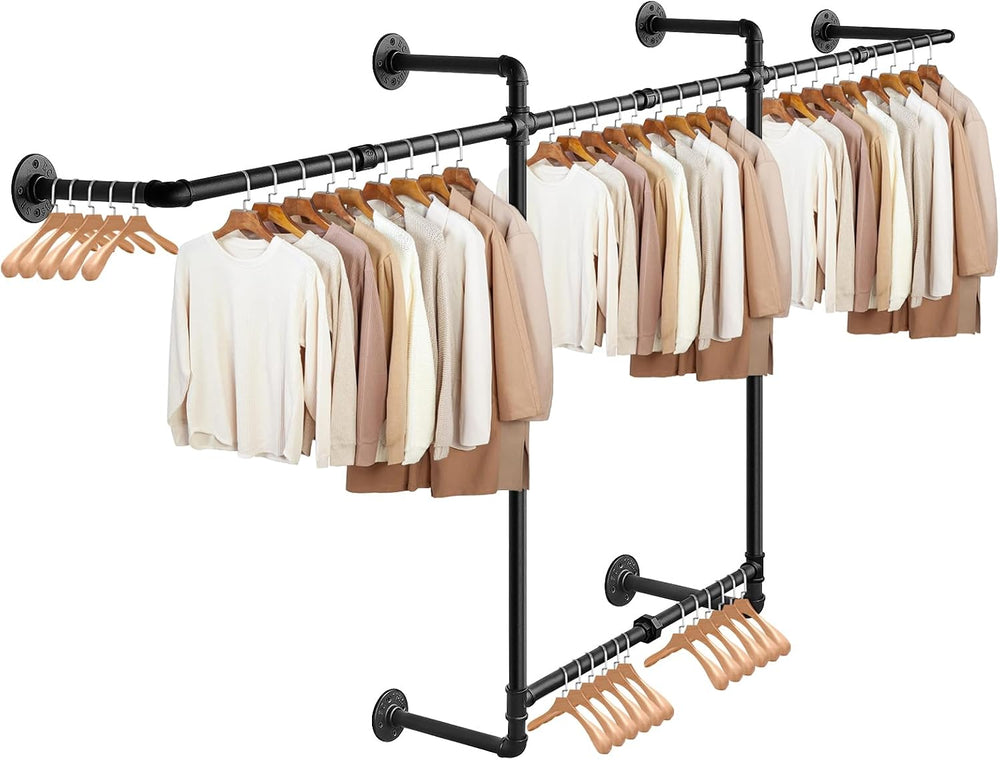 Livabber Industrial Pipe Clothes Rack, Heavy Duty Detachable Iron Garment Rac...