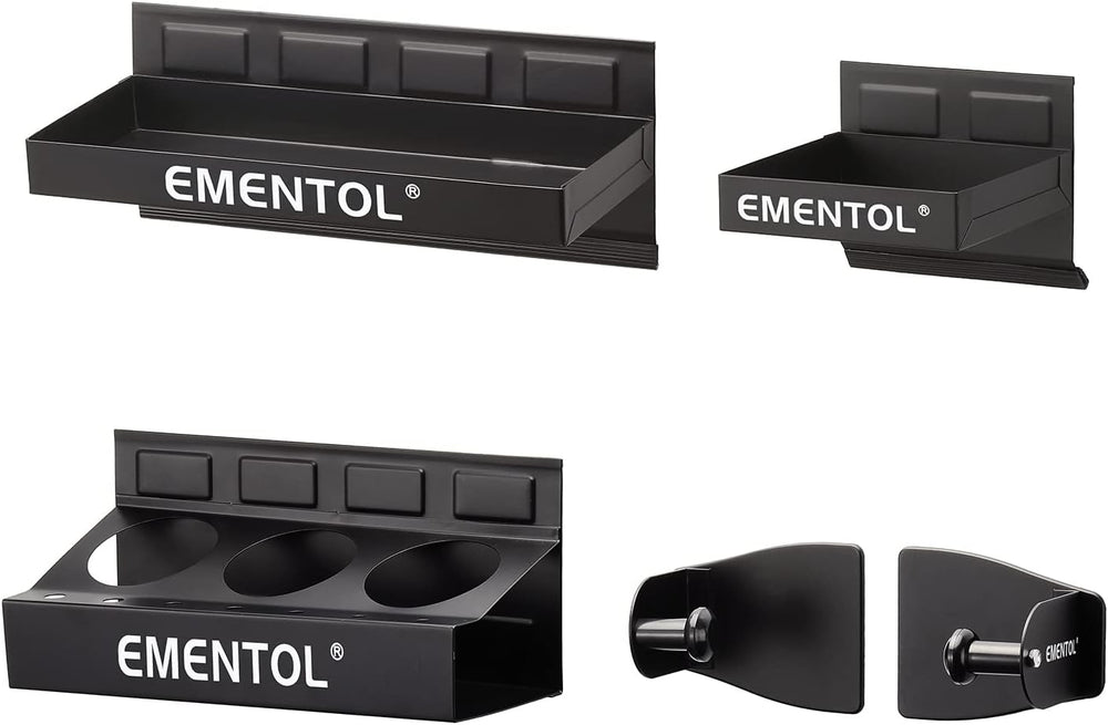 EMENTOL 4PCS Magnetic Tool Shelf Set, Tray, Paper Towel Holder, for Tool Orga...