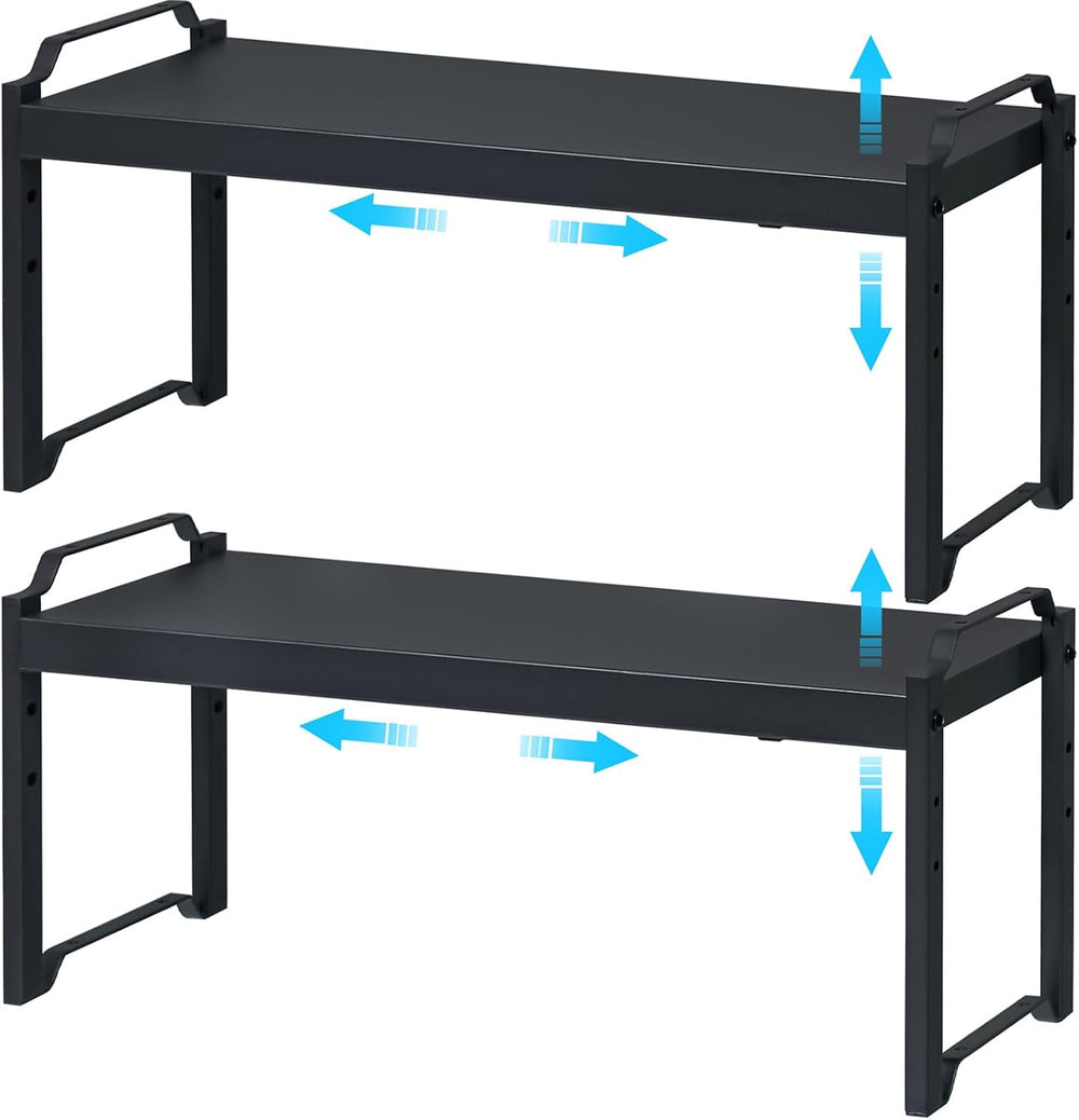 X-cosrack 25.5 Inches 2 Pack Expandable Cabinet Shelves, Stackable Shelf Orga...
