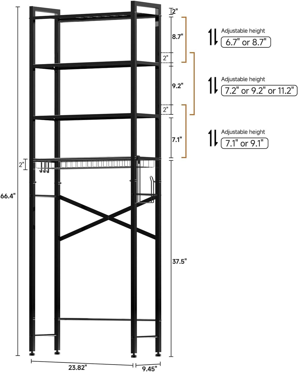 Over the Toilet Storage Rack,4-Tier Adjustable Bathroom Organizer Over Toilet...