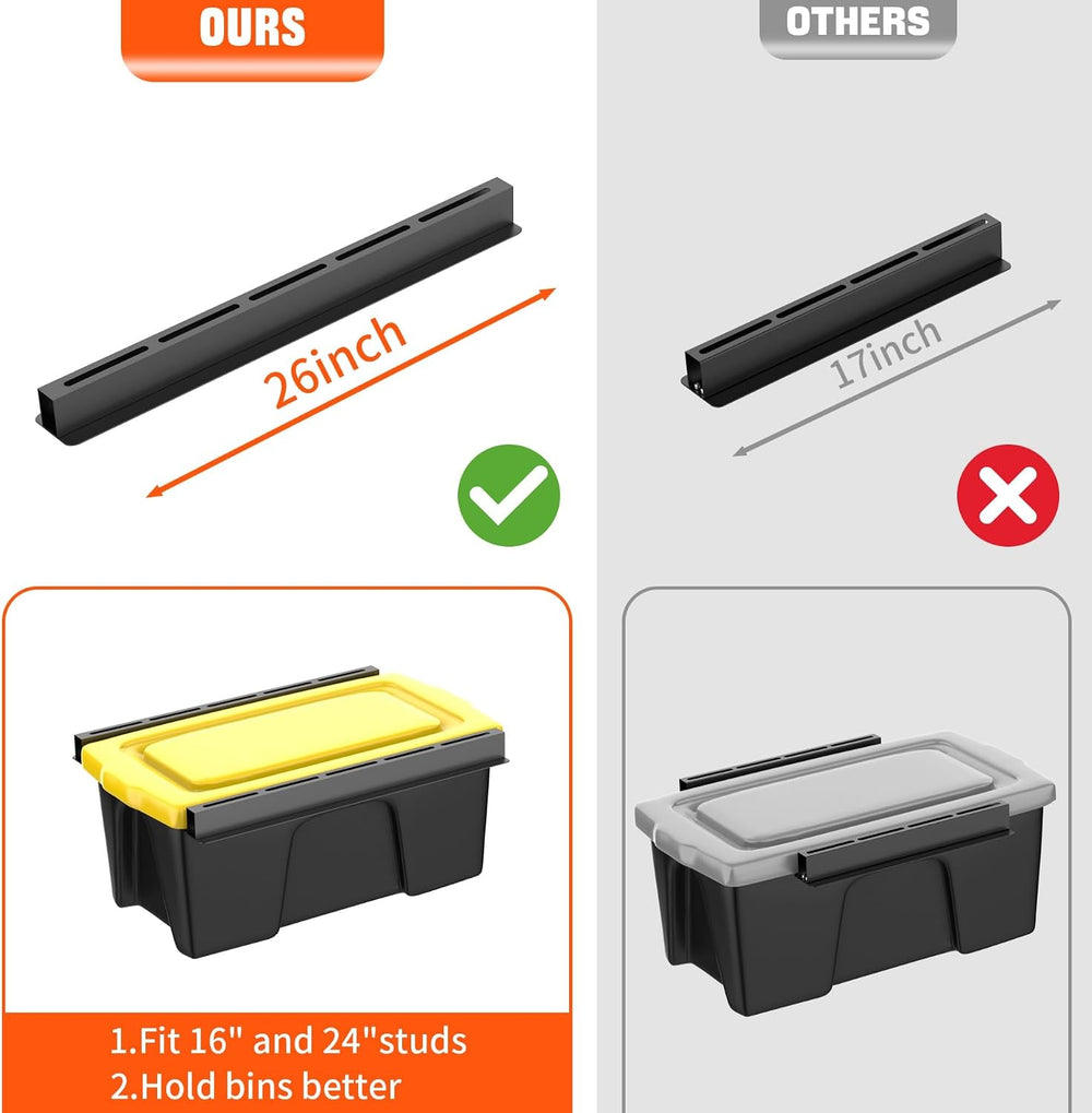 TORACK Garage Ceiling Bin Storage Rack, Overhead Tote Storage Rails