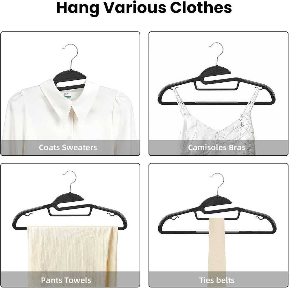 Heavy Duty Plastic Hangers 50 Pack with Non-Slip Design,0.2 Inches Thick,360°...