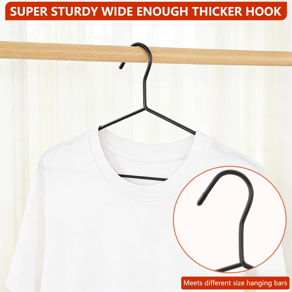 40Pack+5 Clips Luxurious Metal Hanger Set, Upgraded Thicker Black Hangers