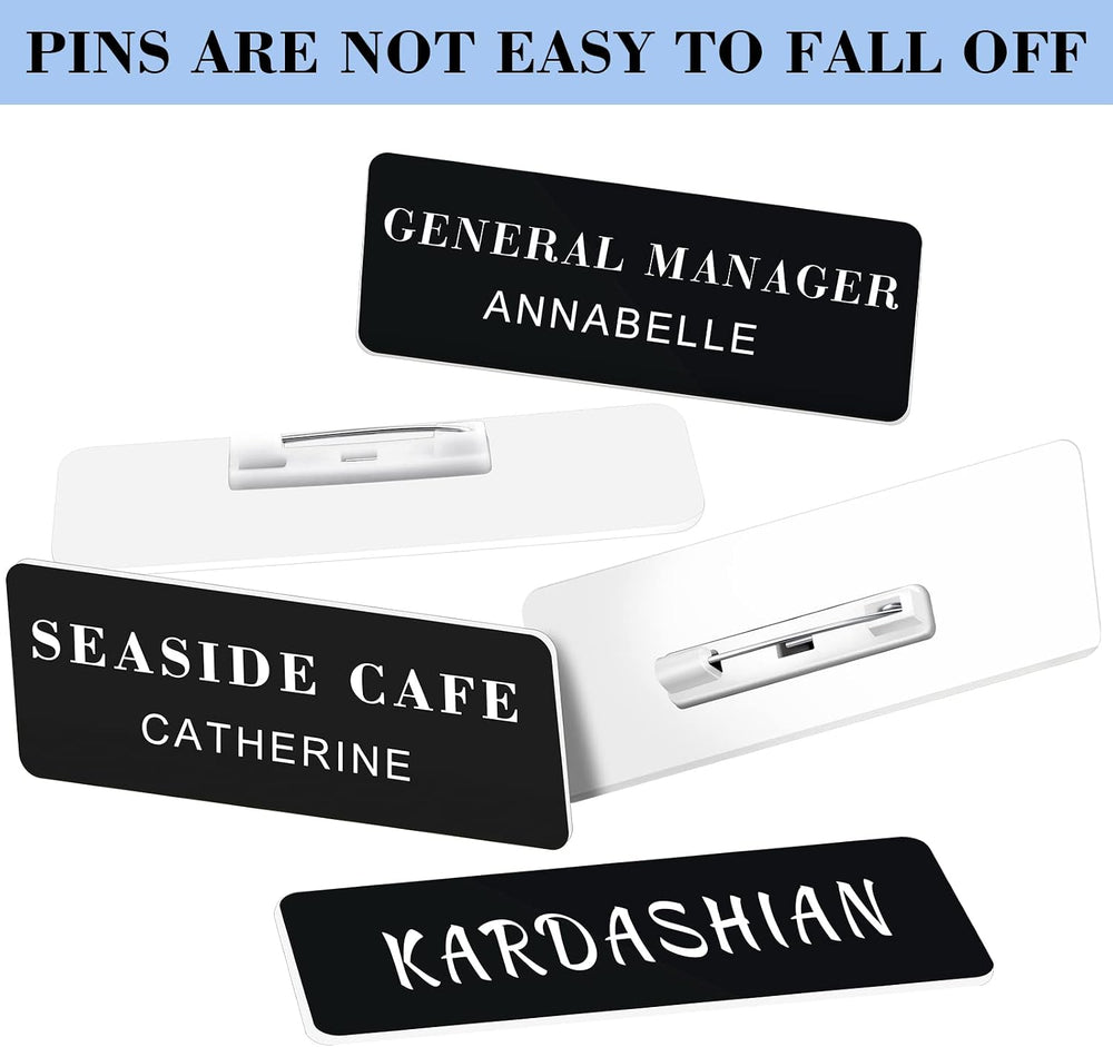 100 Pieces Blank Name Tag with Pin 1 x 3 Inch, Black