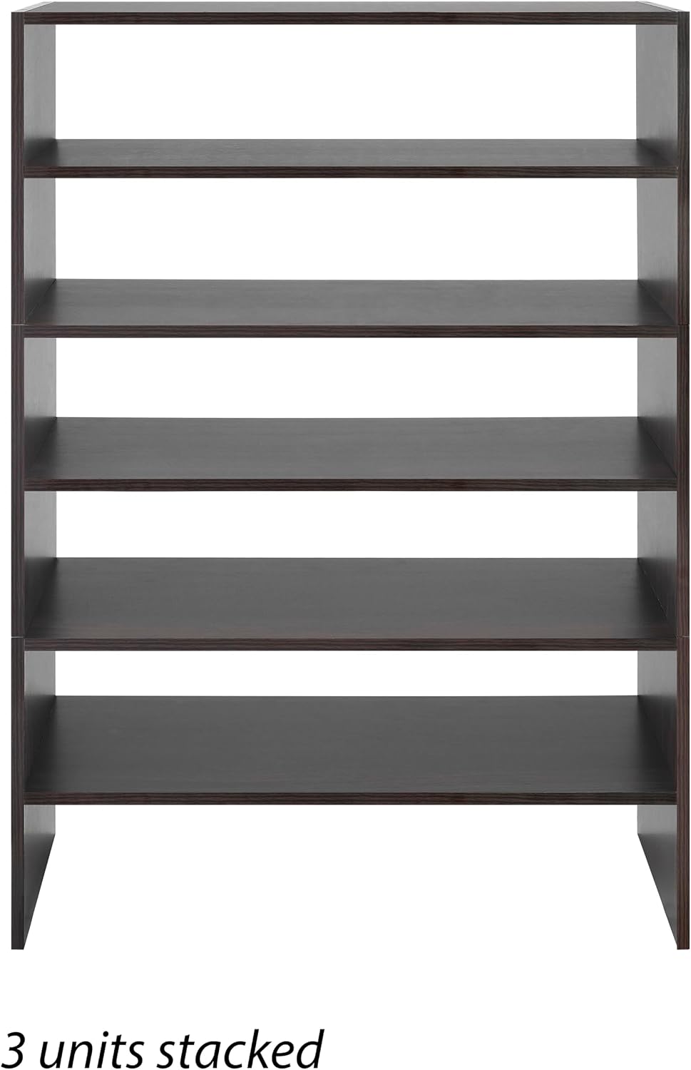 Whitmor Wood Stackable 2-Shelf Shoe Rack, 24 INCH, Espresso,2 Pack