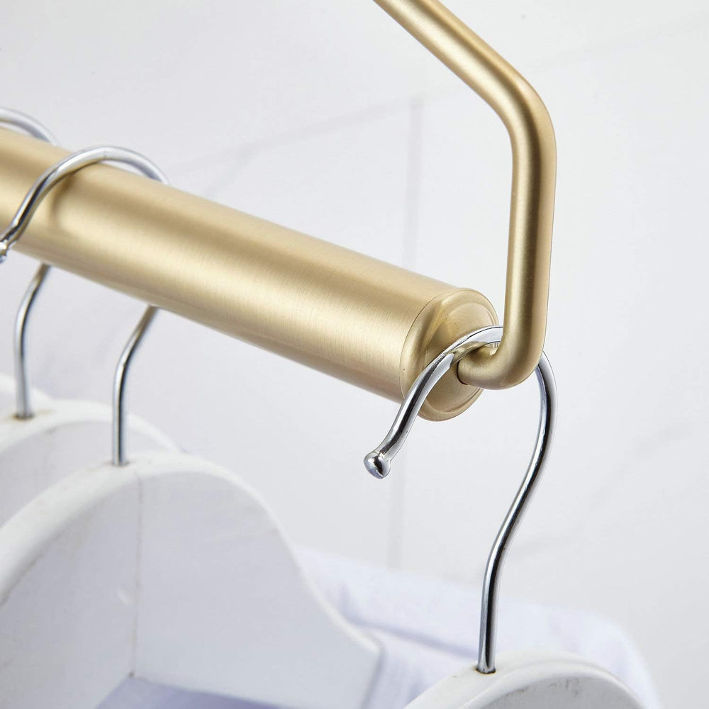 NEWRAIN Folding Wall Mounted Clothes Hanger Rack Clothes Hook Solid Brass wit...