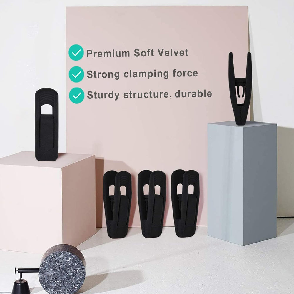 TOFIIGREM Black Velvet Hangers Clips (80-Pack), Non-Slip Strong Velvet Hanger...