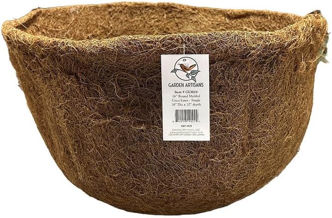 16in x 10in Round Molded Coco Liner for Hanging Basket Planter 2PK