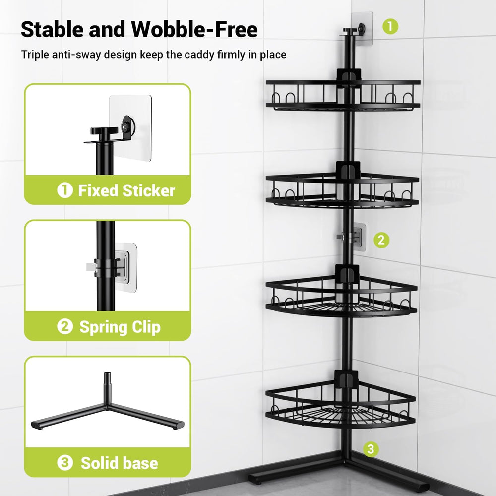 Standing Shower Caddy Corner - Rustproof Bathroom Shower Stand Shelf