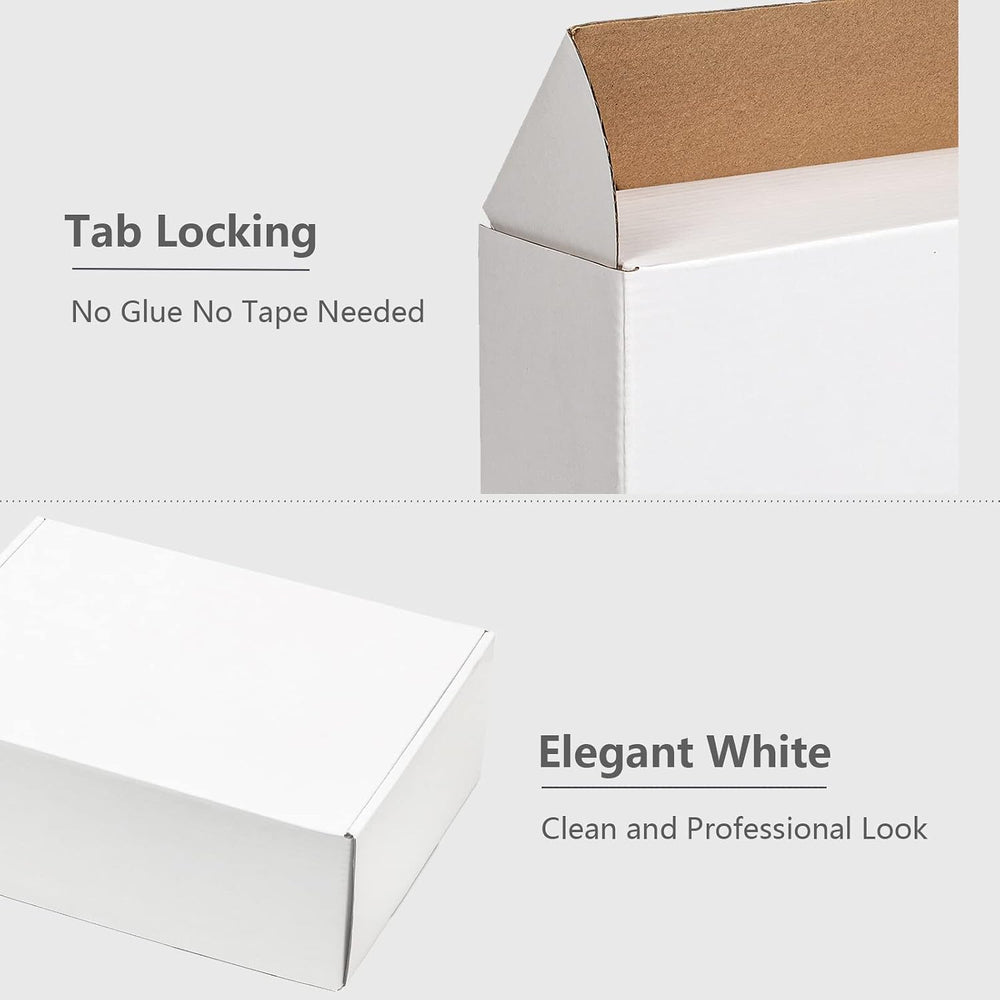 Timirog White Shipping Boxes 12x9x4" 20 Pack- Corrugated Cardboard Maili...