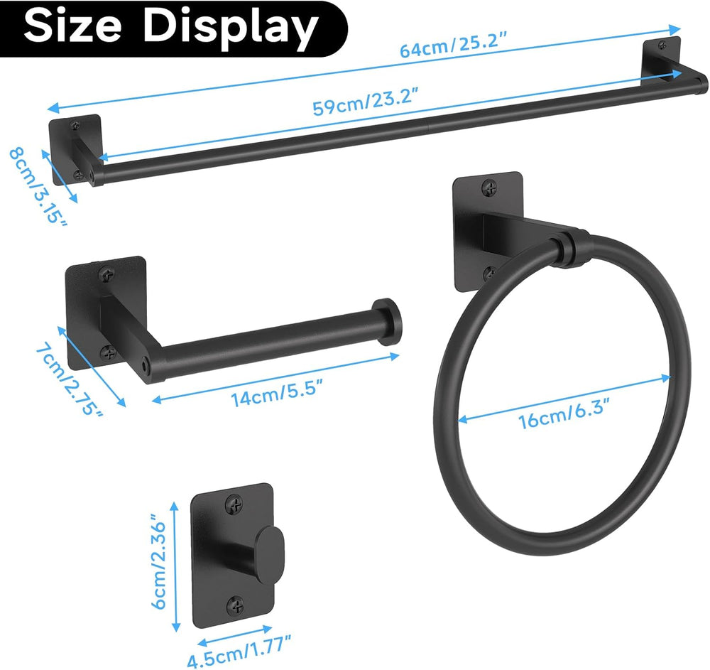 10-Piece Bathroom Accessories Set, 24 inch Towel Bar