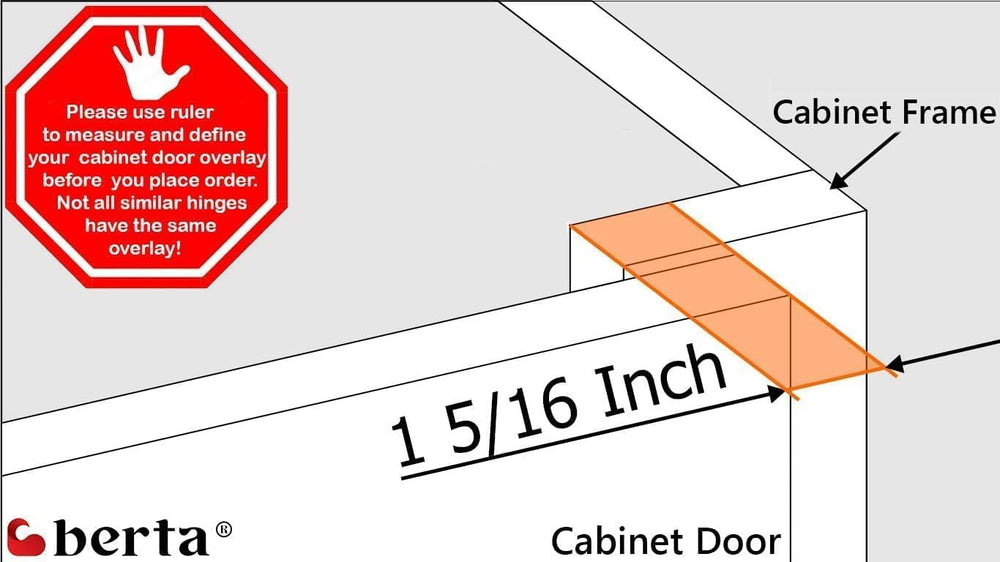 Berta 30-Pack, 1-5/16" 4D Overlay Soft Close Concealed Hinges for Face F...