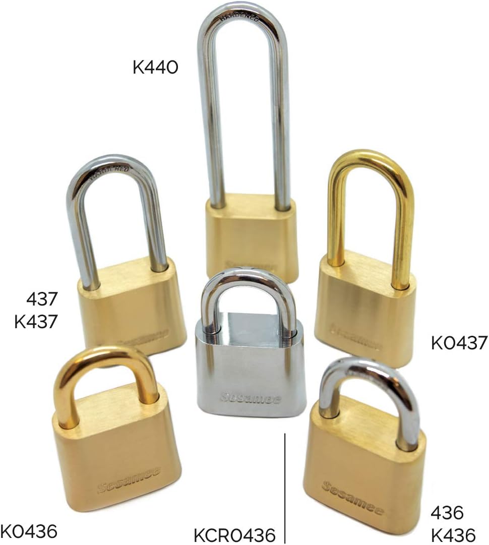 Sesamee K436 4 Dial Bottom Resettable Combination Brass Padlock with 1-Inch H...