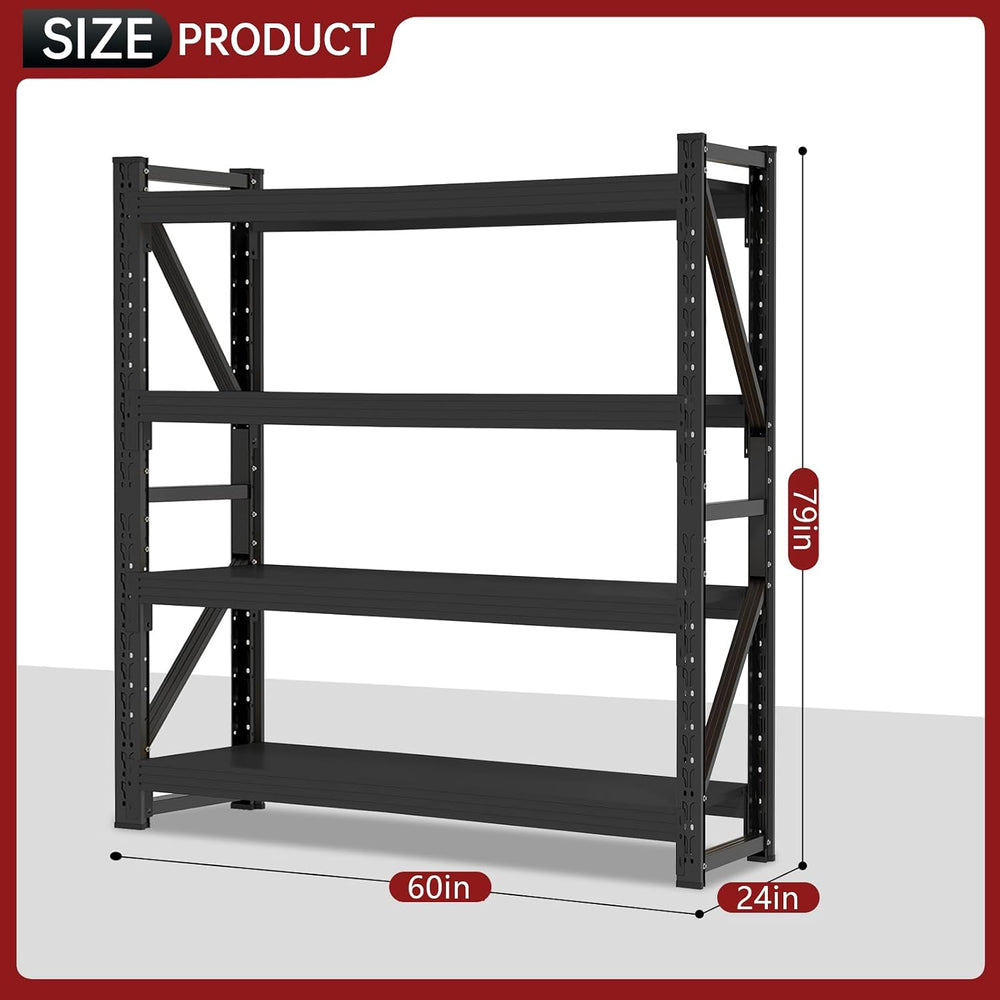 60" W x 24" D x 79" H Metal Garage Shelving Heavy Duty, 4 Tier...