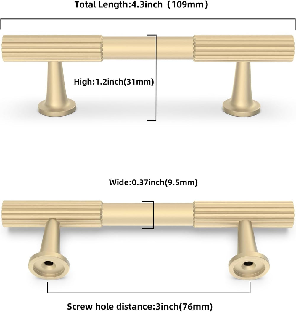 10 Pack 3 inch Brushed Gold Kitchen Cabinet Handles