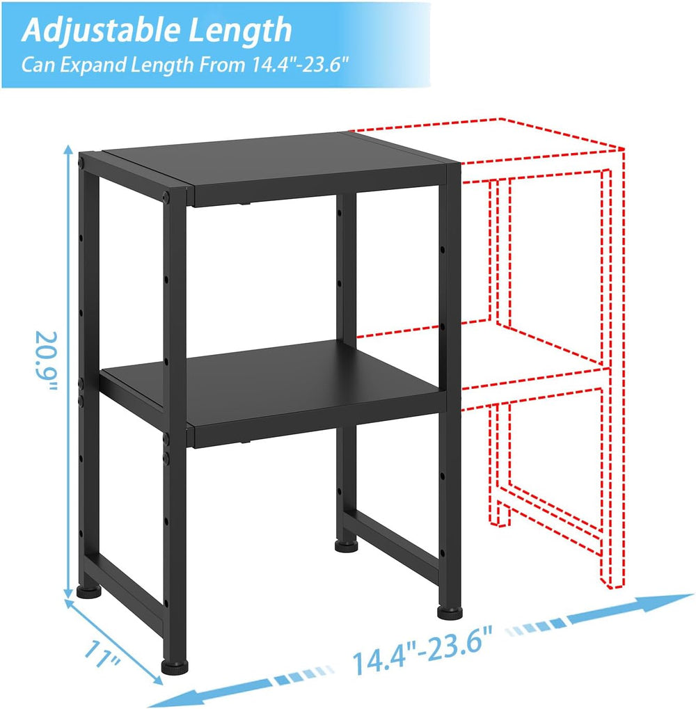 2-Tier Expandable Metal Storage Shelves,150LBS Heavy Duty Shelving Units and ...