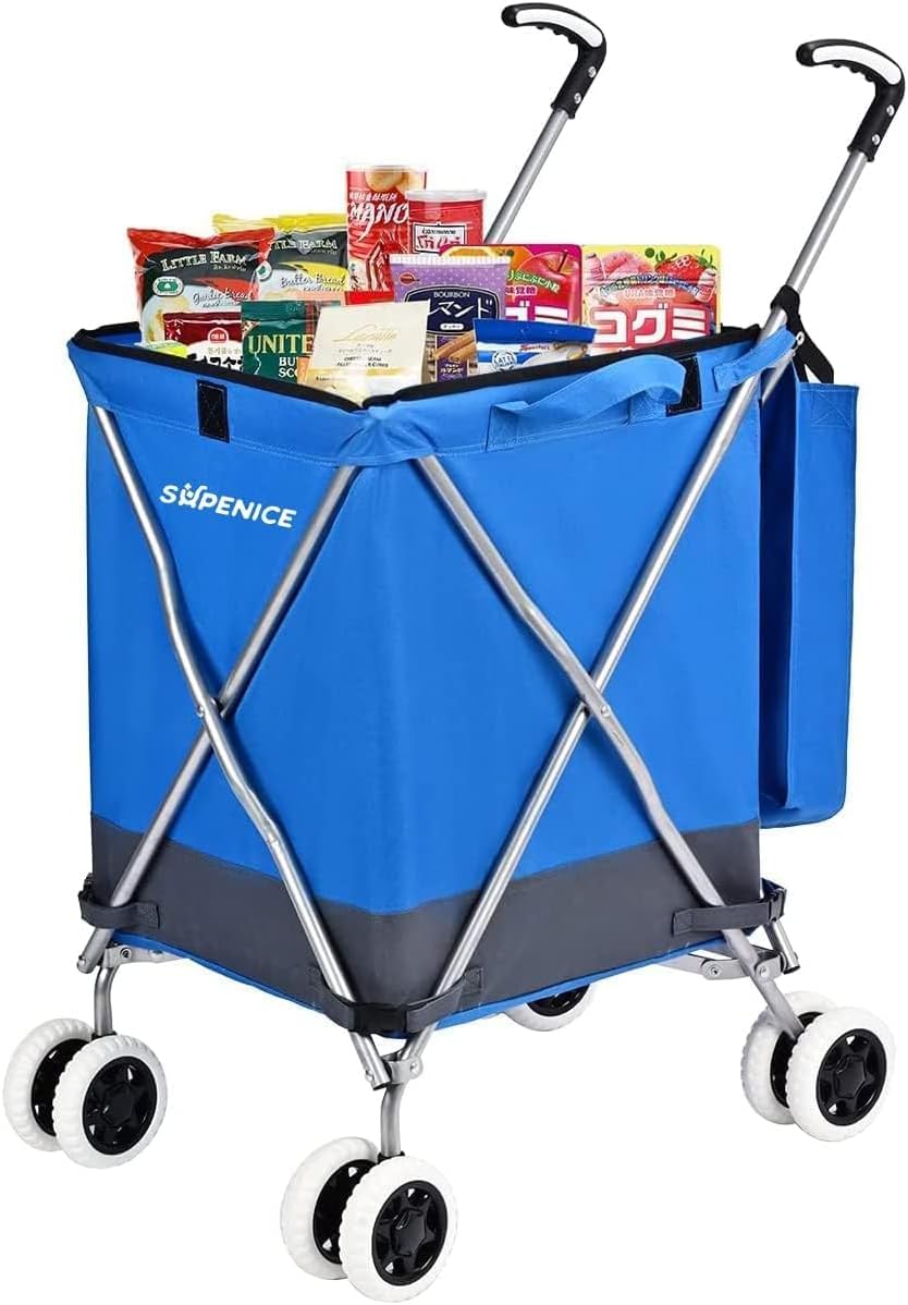 Folding Shopping Cart for Groceries Utility Cart with Cover