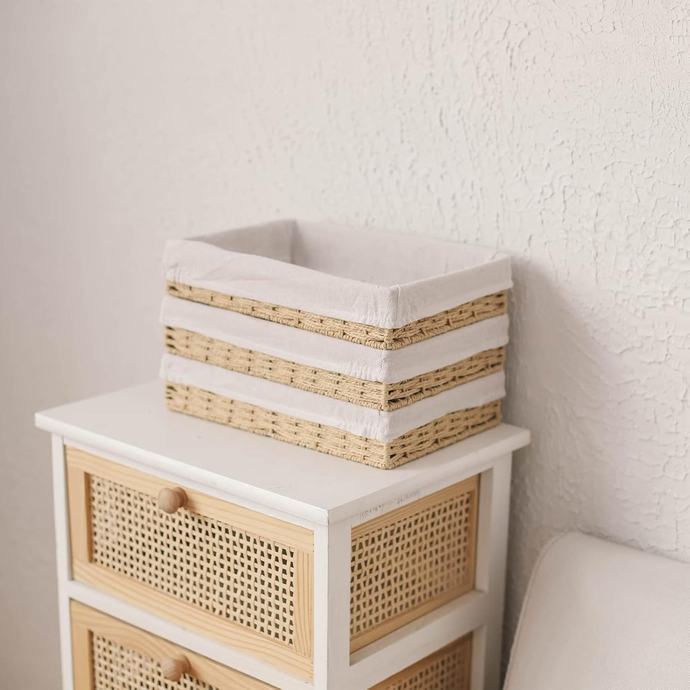 YRJJ Paper Rope Woven Storage Baskets, Delicate Storage Box for ShelvesBathro...