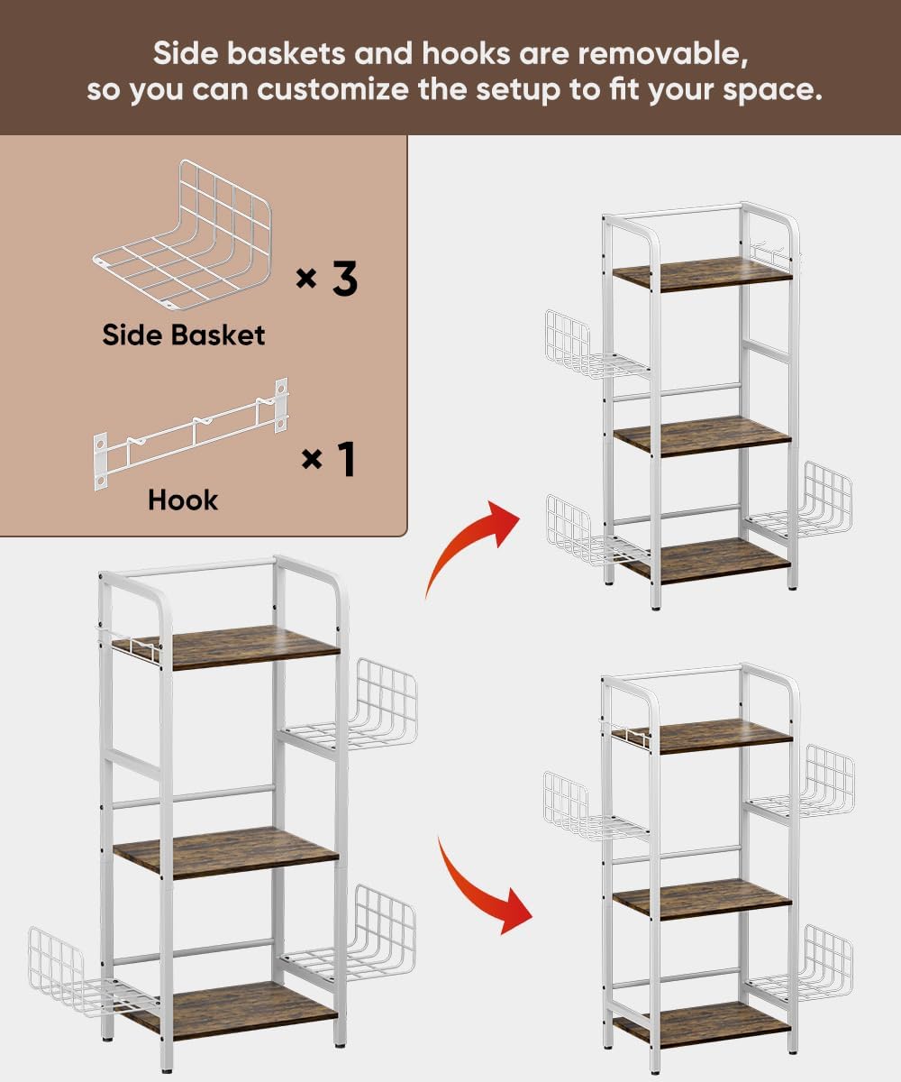 3-Tier Purse Organizer Rack, Iron & Wood Floor-Standing Bag Storage Holde...