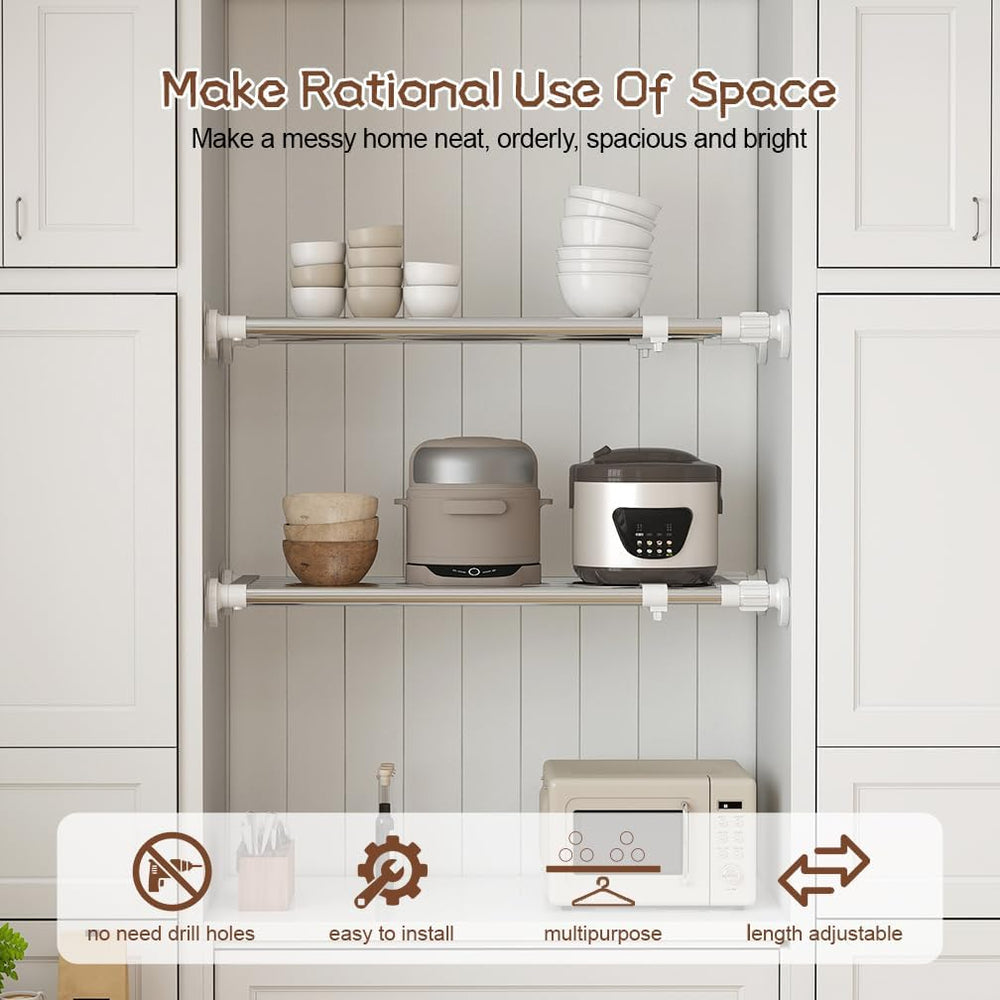 Tension Shelf Expandable Rod, Adjustable Closet Tension Shelves