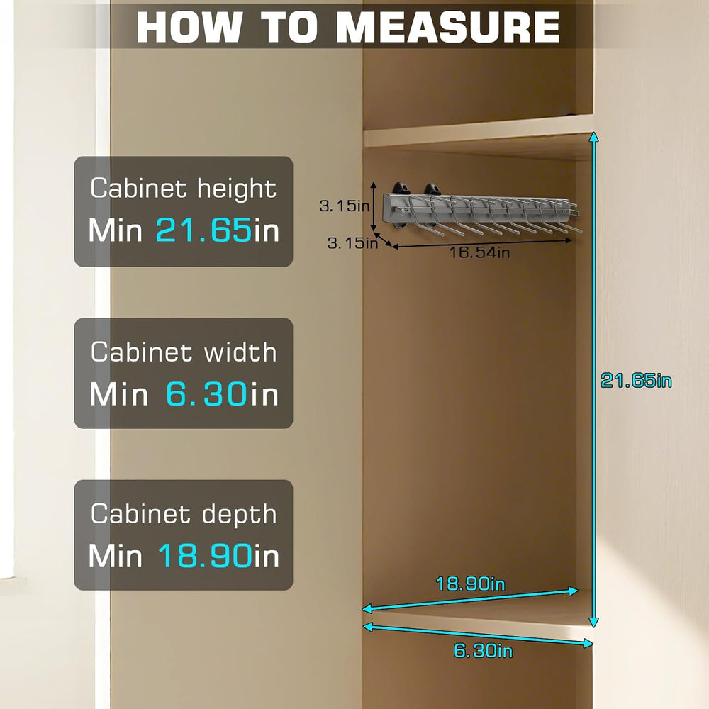 Sliding Tie Racks, 18 Tie Hanger 16.5'' Pull Out Belt Rack for Closet