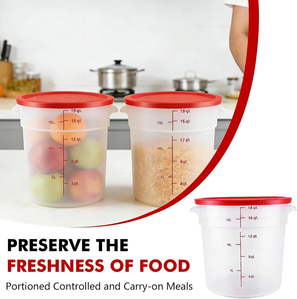 2 Pack Square Food Storage Container With Lid,12-22 Quart Commercial Storage ...