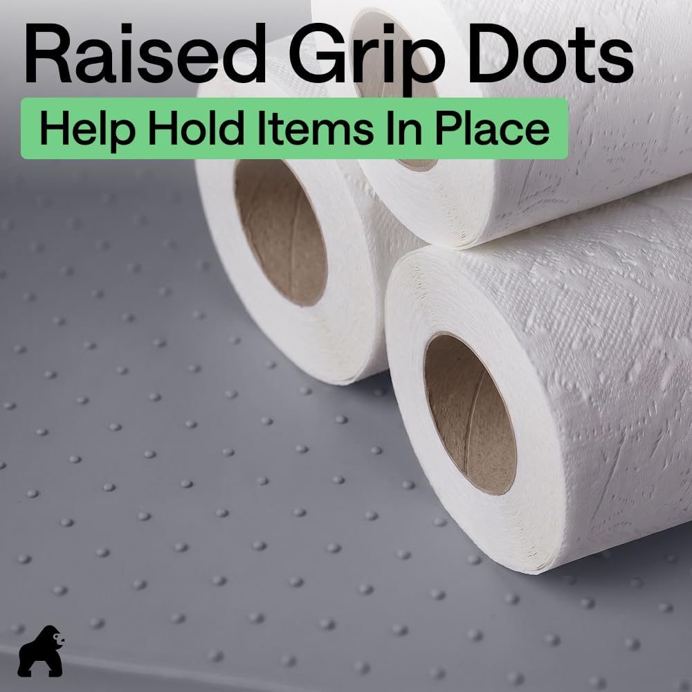GORILLA GRIP Waterproof Silicone Under Sink Mat, Stay in Place, 34x22 Gray