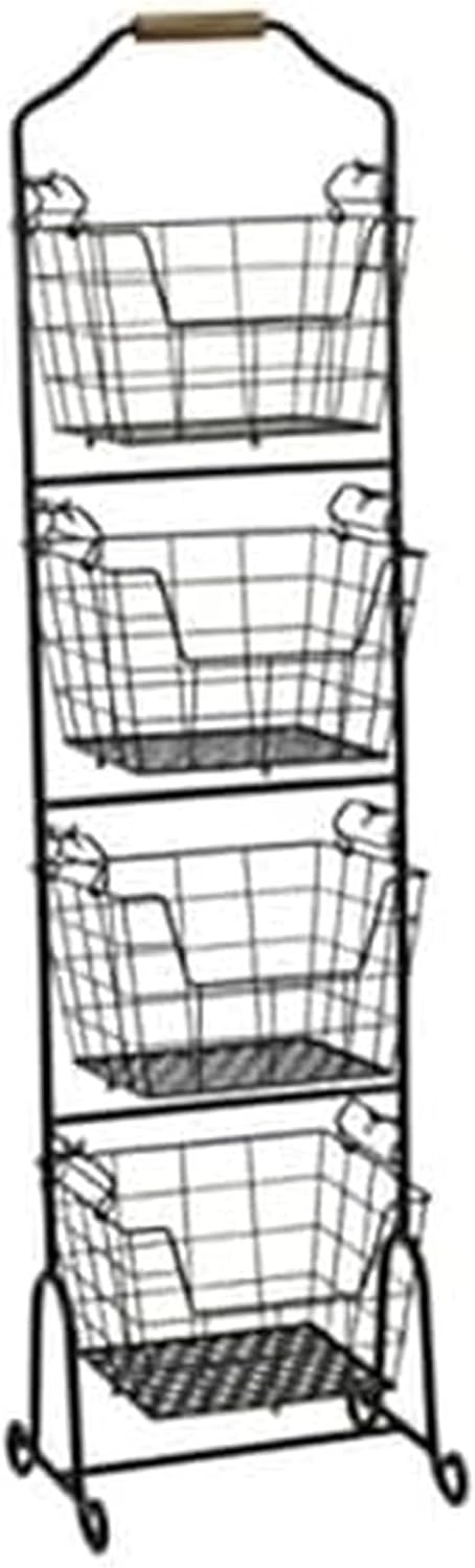 Mikasa Gourmet Basics 4-Tier Market Basket Wire and Acacia Handle Black