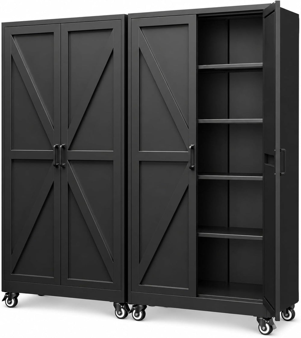 BYNSOE Metal Garage Storage Cabinet with 4 Adjustable Shelves Storage Cabinet...