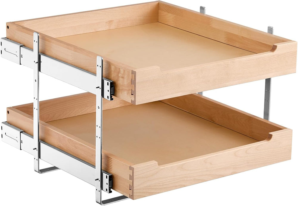 VEVOR 2 Tier Pull Out Cabinet Organizer, 20" W x 21" D Cabinet Draw...