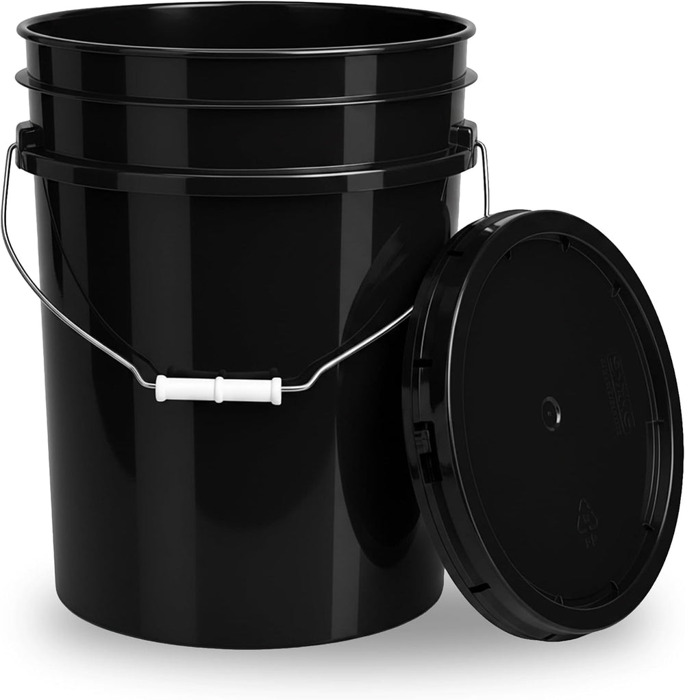 ePackageSupply 5 Gallon Bucket - Food Grade w/Lid BPA-Free, 3 Pack - Black