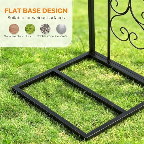 VINGLI Garden Arbor, 7.6ft Arch Trellis for Climbing Plants, Metal Garden Arb...