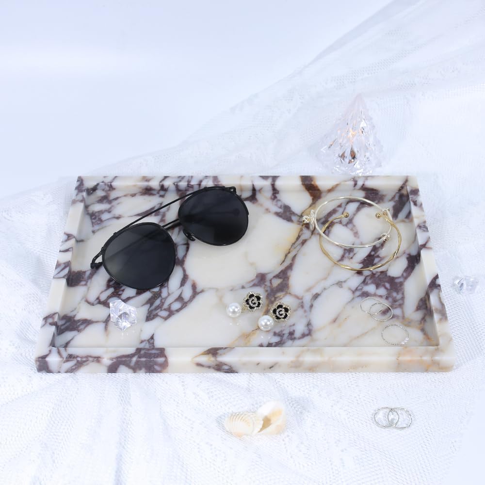Real Luxurious Natural Marble Vanity Tray Genuine Marble/Stone Storage Tray f...