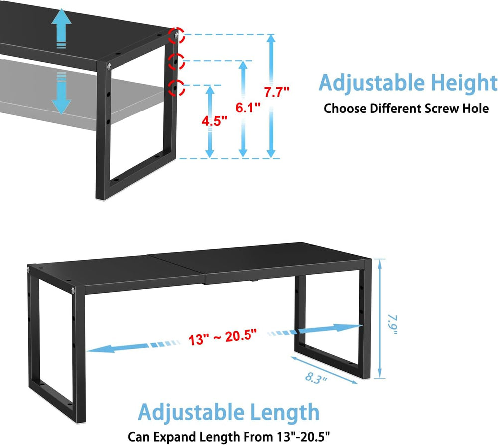 2 Pack Expandable Kitchen Cabinet Shelves Organizer,Heavy Duty Metal Shelving...