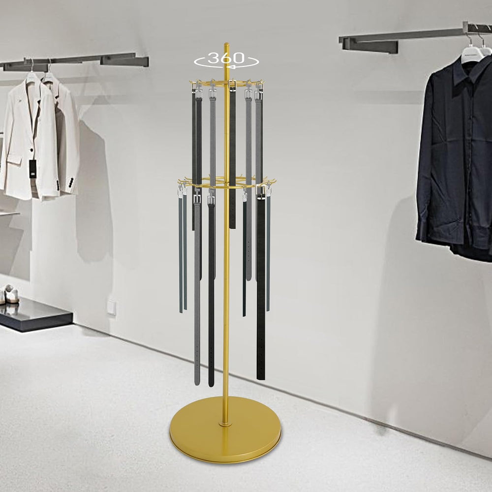 66In Floor Standing Belt Display Stand, Double-Layered Design Belt Hanger wit...