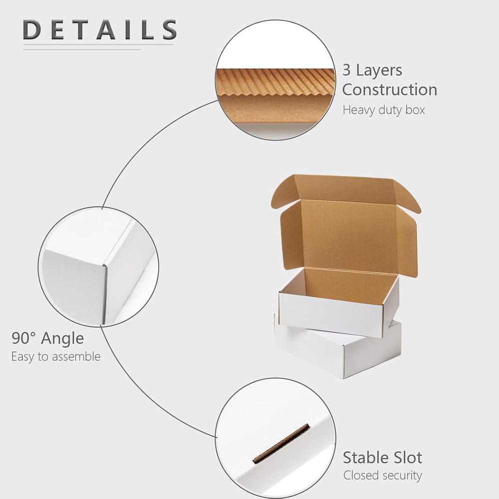 Timirog White Shipping Boxes 12x9x4" 20 Pack- Corrugated Cardboard Maili...