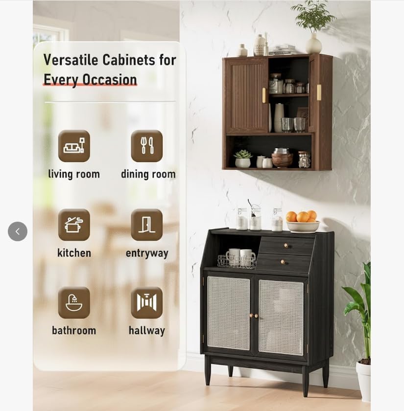 INNOD Bathroom Storage Cabinet, Medicine Cabinet with Adjustable Wood Shelf &...