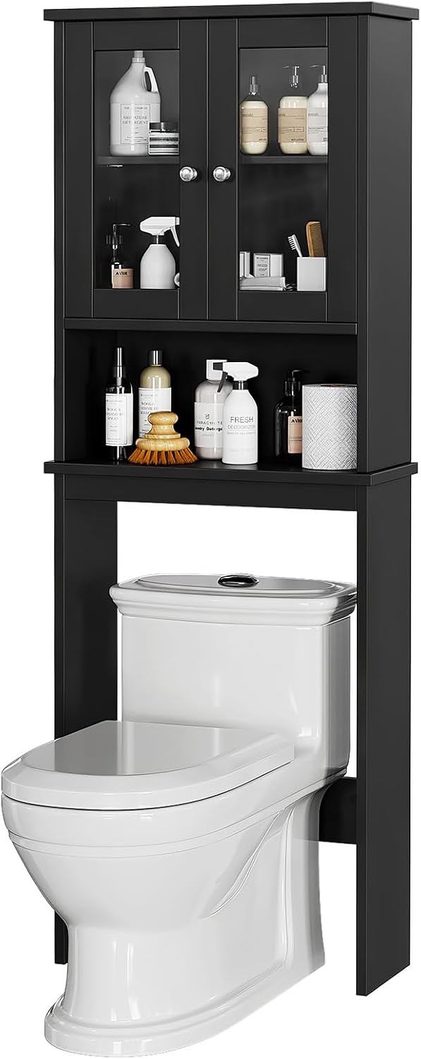 Over the Toilet Storage Cabinet, Bathroom Storage Cabinet, Black
