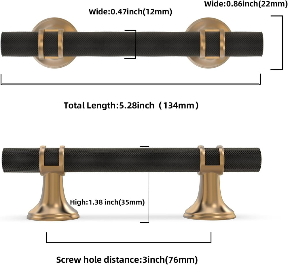 10 Pack 3 Inch Black and Champagne Bronze Cabinet Handles