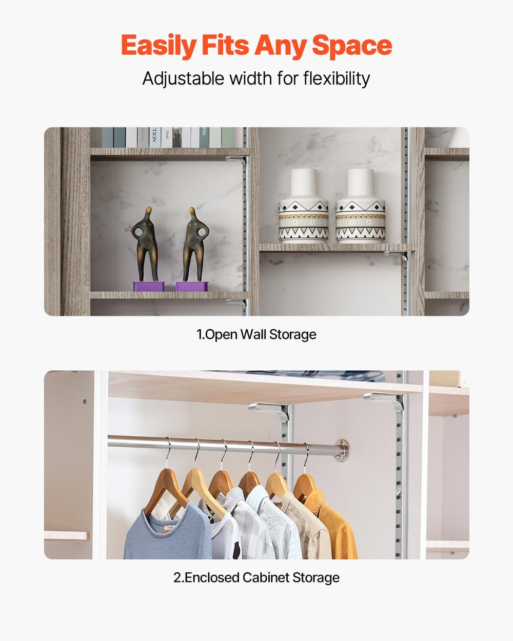 VEVOR Shelf Pilaster, 72.7-inch 20 Pack, Adjustable Shelf Brackets Steel Mort...