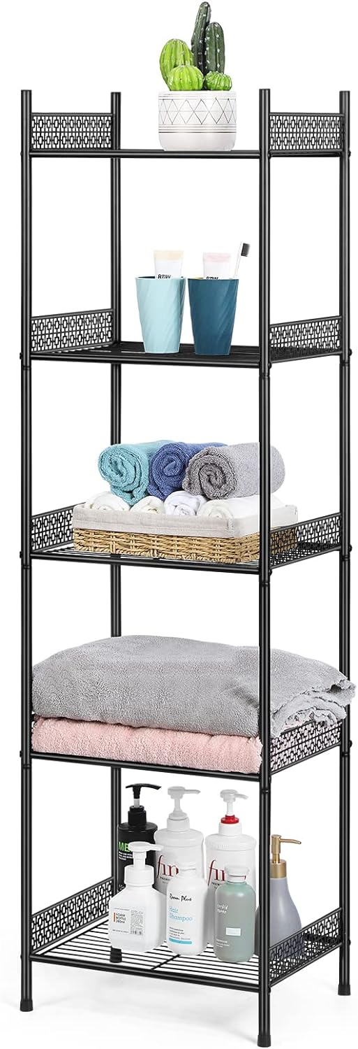 Nandae 5-Tier Bathroom Storage Shelf, Heavy Duty Wire Shelving Unit Free Stan...