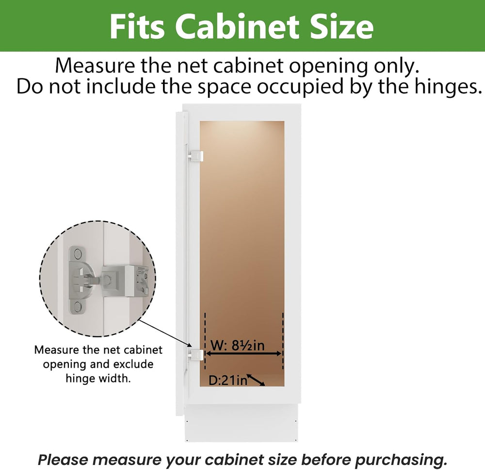 ROOMTEC 3-Tier Pull Out Cabinet Organizer Spice Rack for Narrow Cabinet 8&quo...