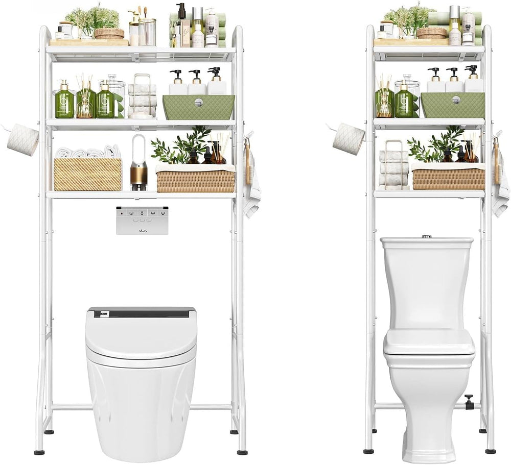 Simple Trending Expandable Over The Toilet Storage Rack, Metal 3 Tier Bathroo...