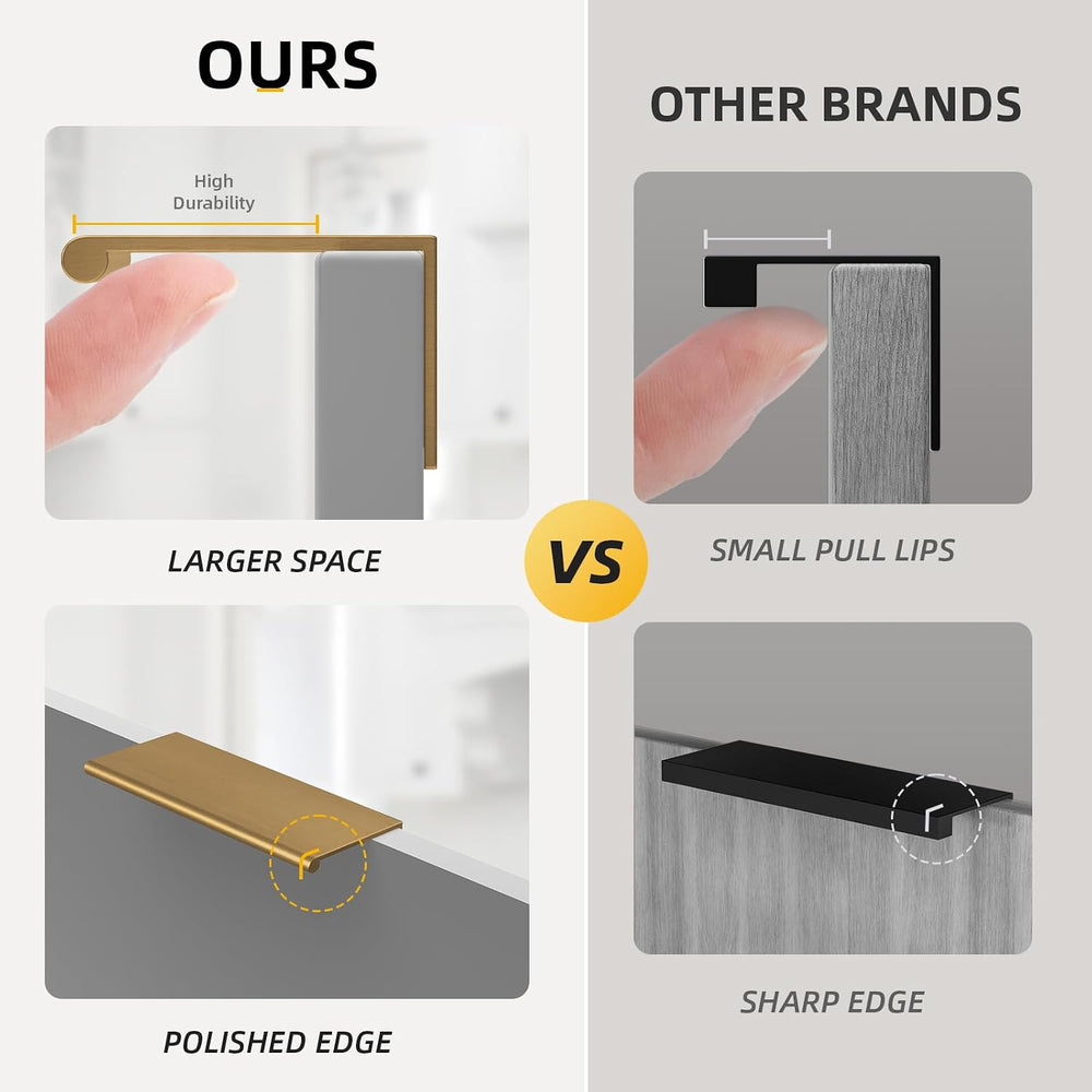 Goldenwarm 10 Pack 3in Champagne Bronze Finger Edge Pulls for Cabinet