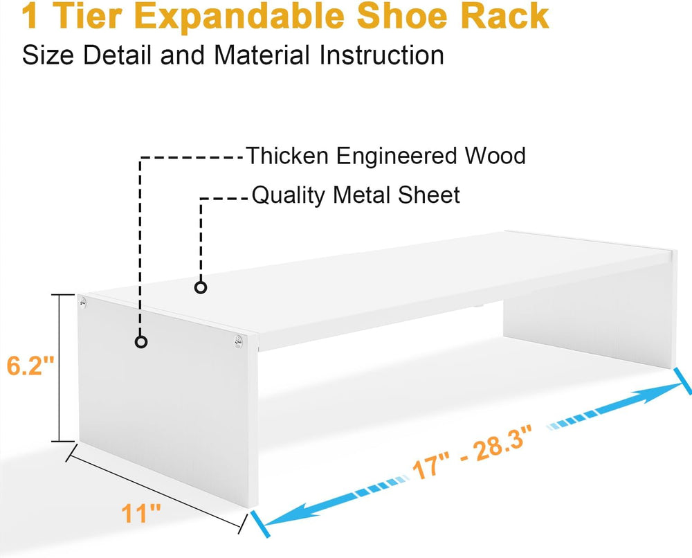 3 Pack Expandable 1 Tier Shoe Rack for Shoe Cabinet/Closet/Entryway