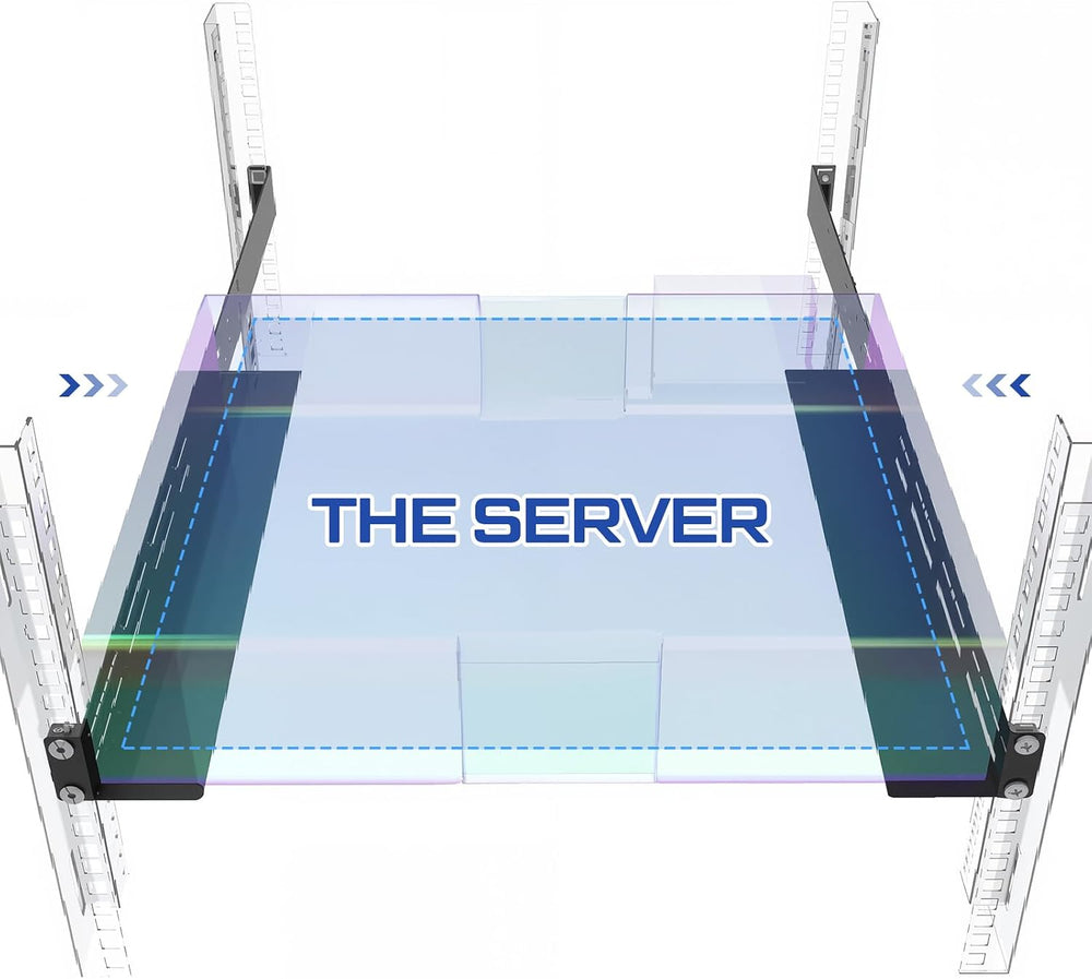 1 Set 1U Rack Mount Rails Universal 4 Post Server Rack Rail Shelf 16-29 Inch ...