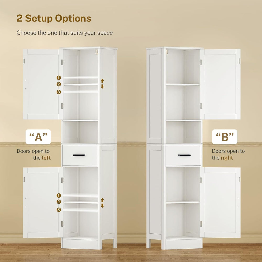 67" H Tall Bathroom Storage Cabinet with Barn Doors and Drawer, Bathroom...